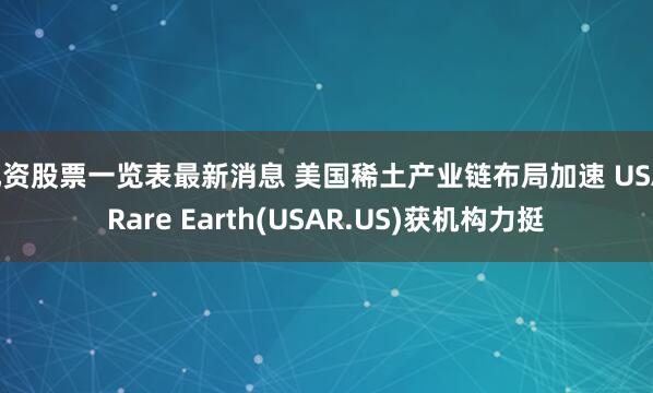 配资股票一览表最新消息 美国稀土产业链布局加速 USA Rare Earth(USAR.US)获机构力挺