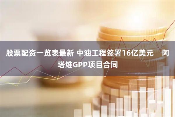 股票配资一览表最新 中油工程签署16亿美元    阿塔维GPP项目合同